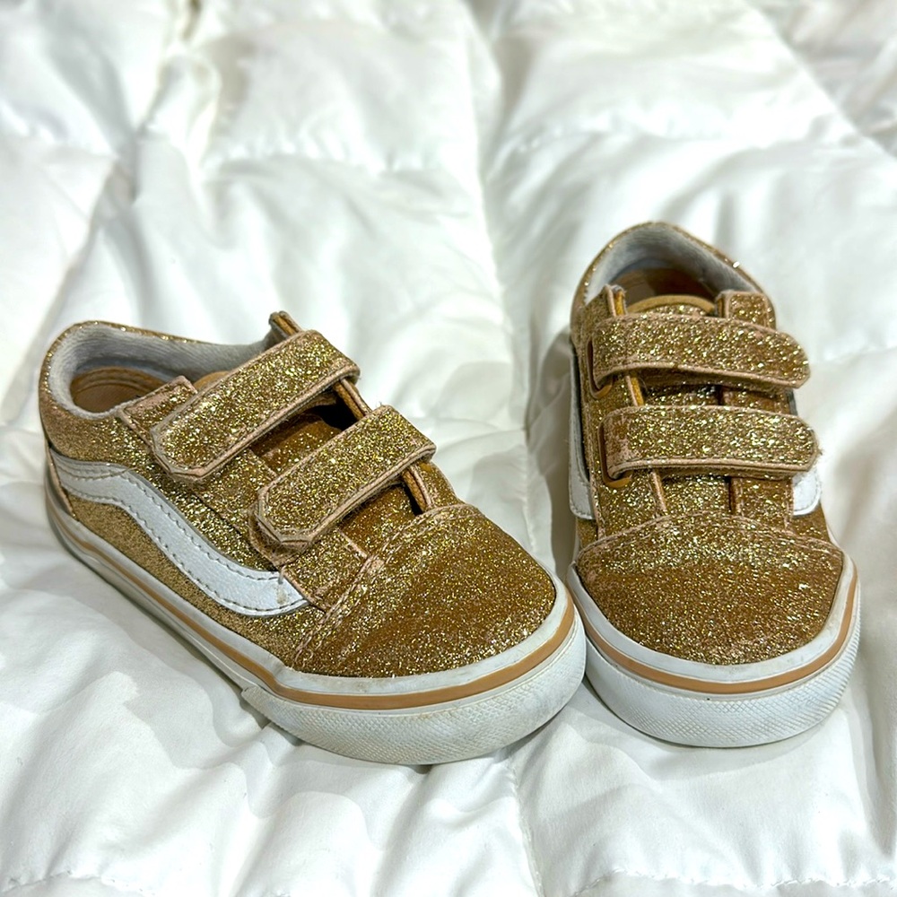 Gold Vans with Velcro straps